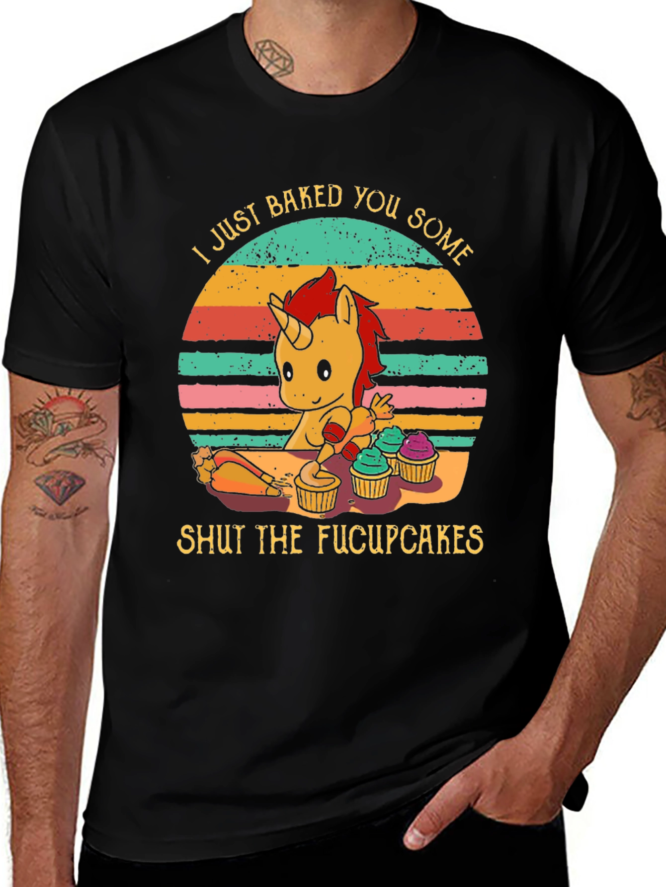 Funny Unicorn Baked Cupcakes Graphic Tee