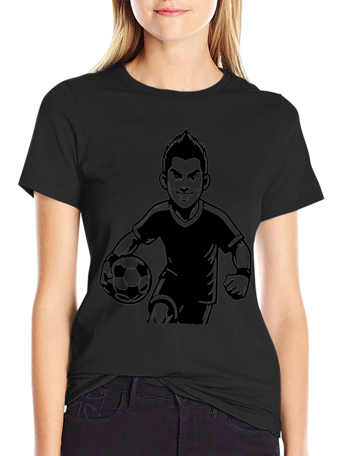 Mens Black Soccer Graphic T-Shirt