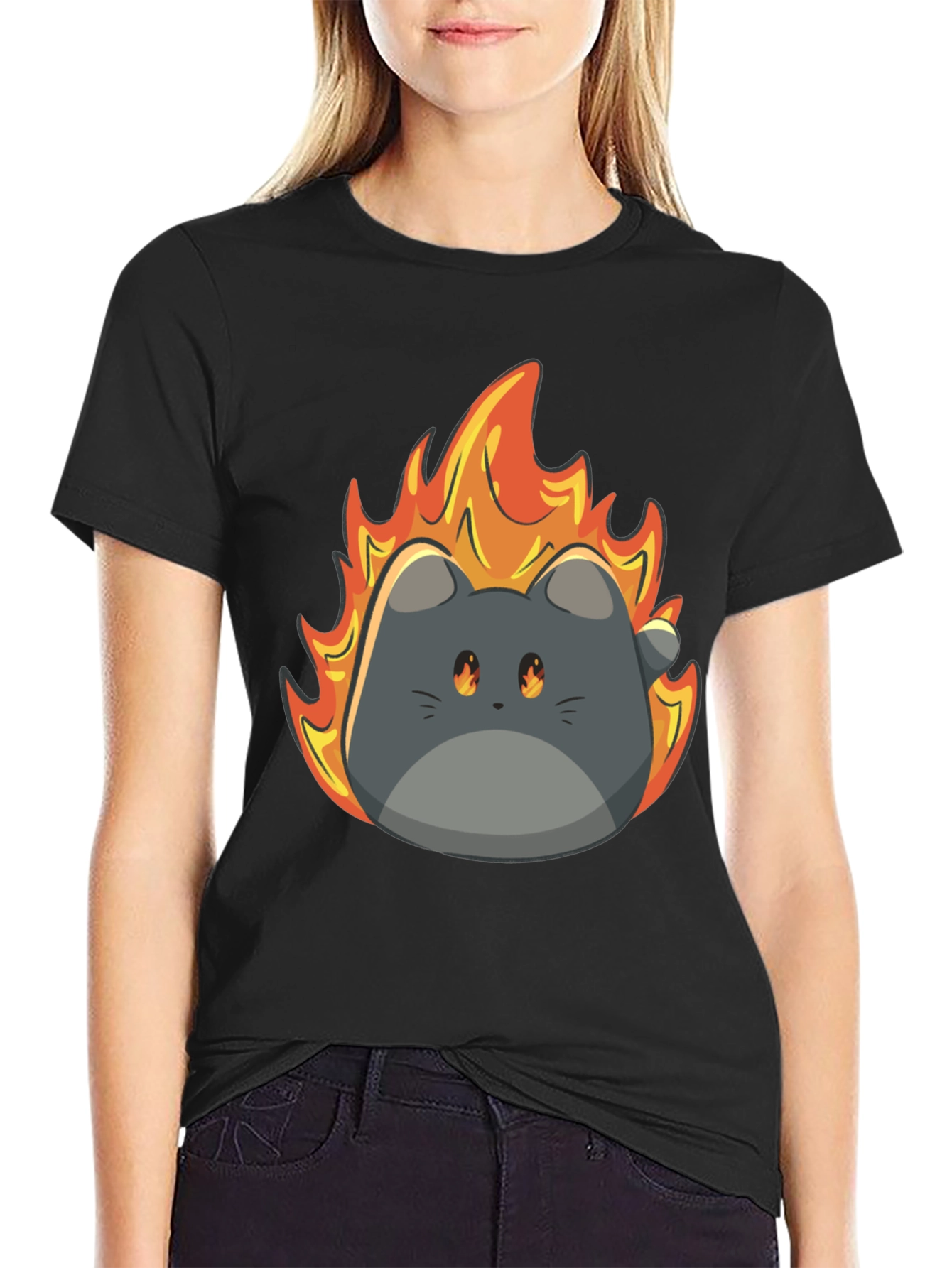Flaming Cat T-Shirt - Funny Graphic Tee
