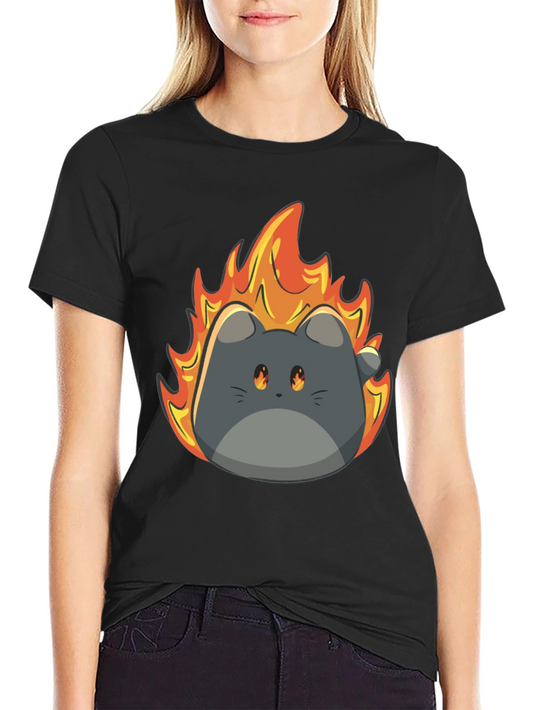 Flaming Cat T-Shirt - Funny Graphic Tee