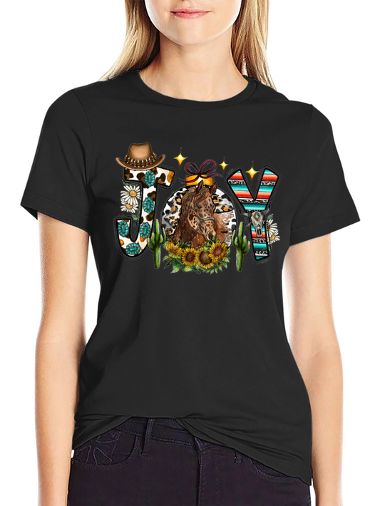 Western Horse JOY Graphic Tee - Casual Comfort