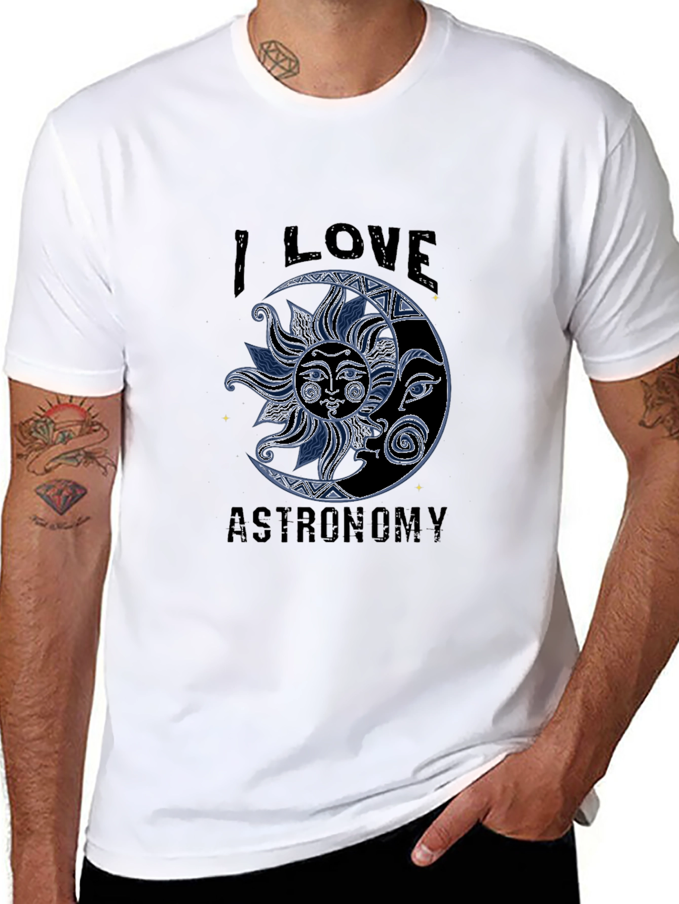 I Love Astronomy Sun and Moon Graphic T-Shirt