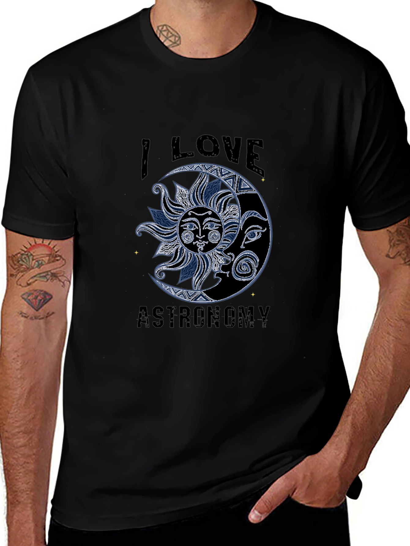 I Love Astronomy Sun and Moon Graphic T-Shirt