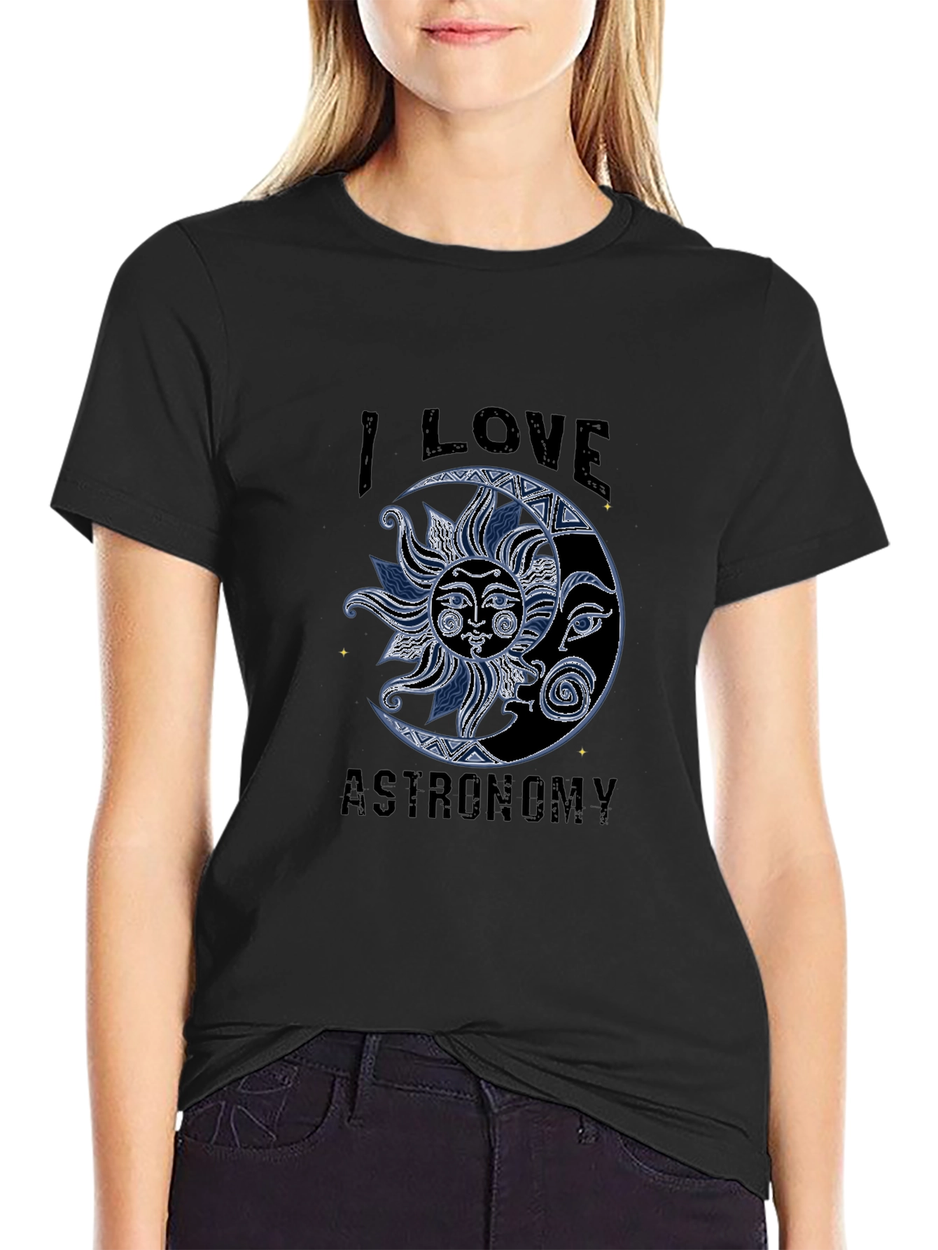 I Love Astronomy Sun and Moon Graphic T-Shirt