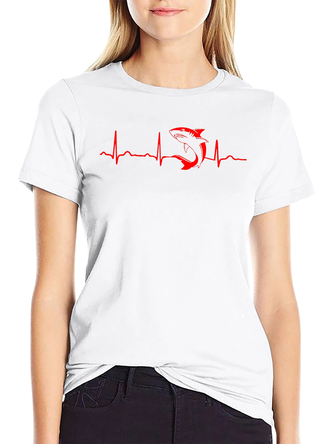 Shark Heartbeat T-Shirt - Mens Black Tee