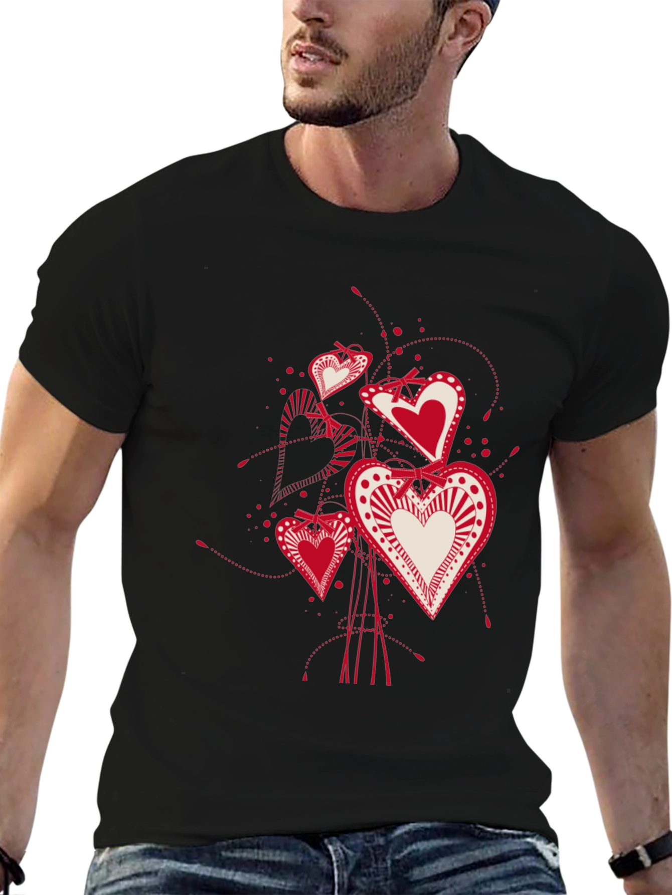 Heart Bouquet Graphic Tee - Black