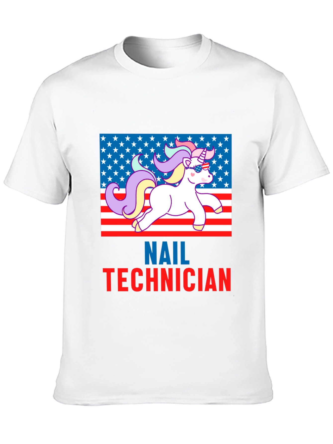 Nail Technician Patriotic Unicorn T-Shirt