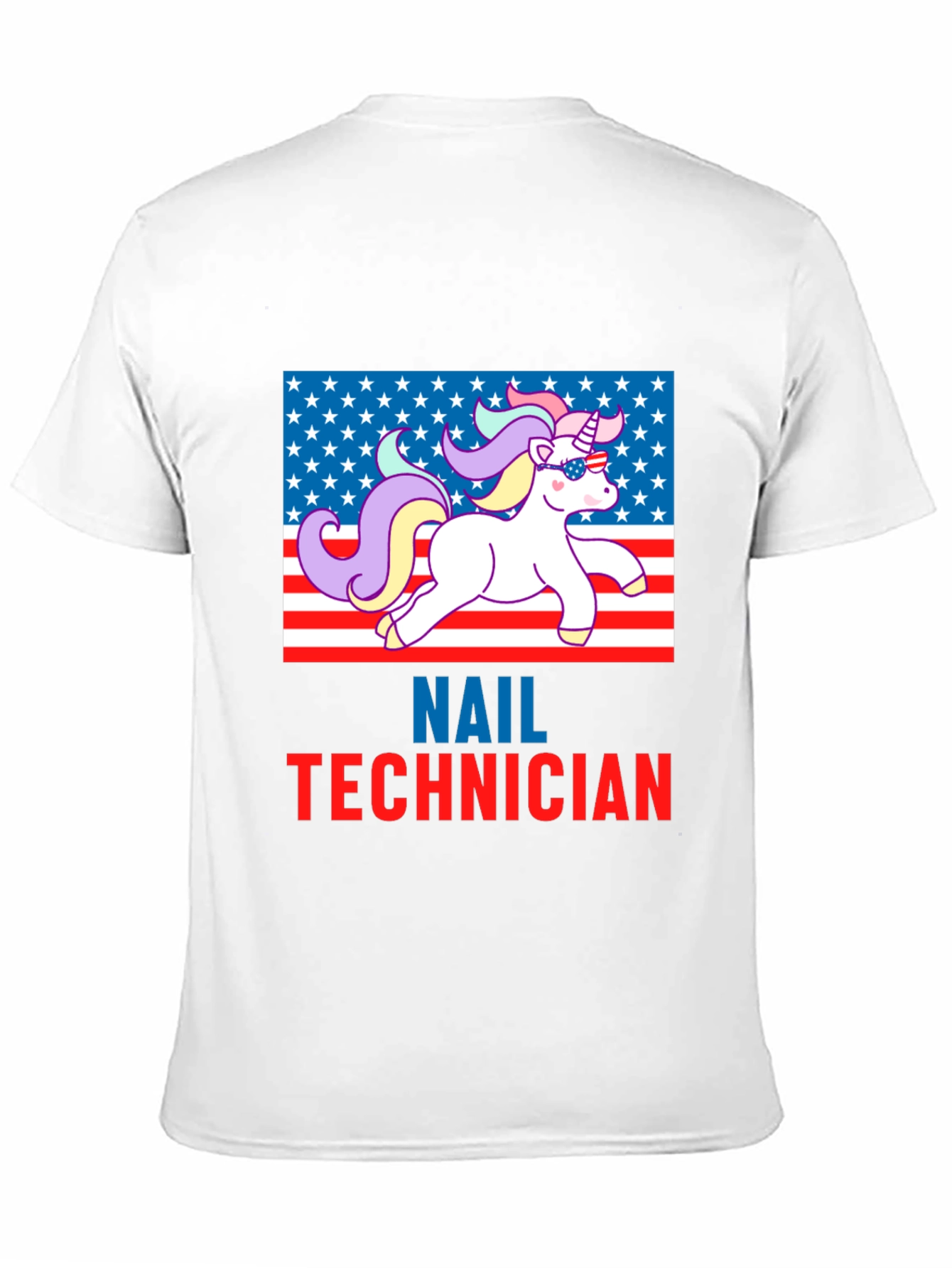 Nail Technician Patriotic Unicorn T-Shirt