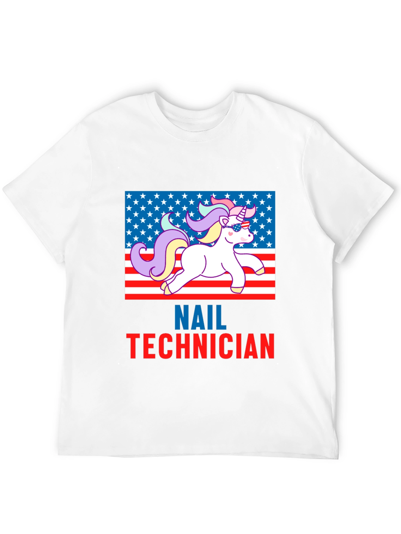 Nail Technician Patriotic Unicorn T-Shirt