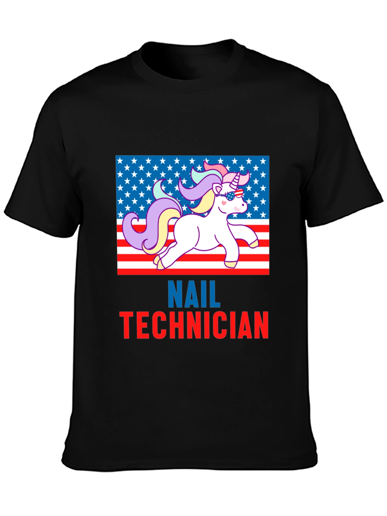 Nail Technician Patriotic Unicorn T-Shirt