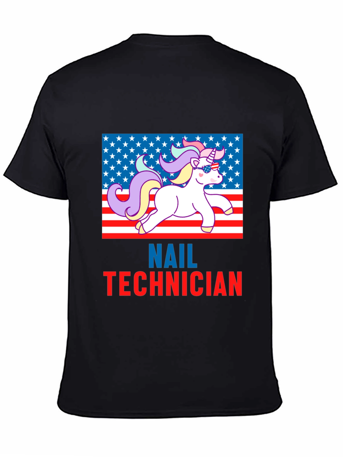 Nail Technician Patriotic Unicorn T-Shirt