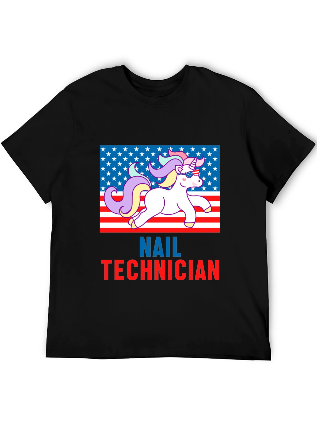 Nail Technician Patriotic Unicorn T-Shirt