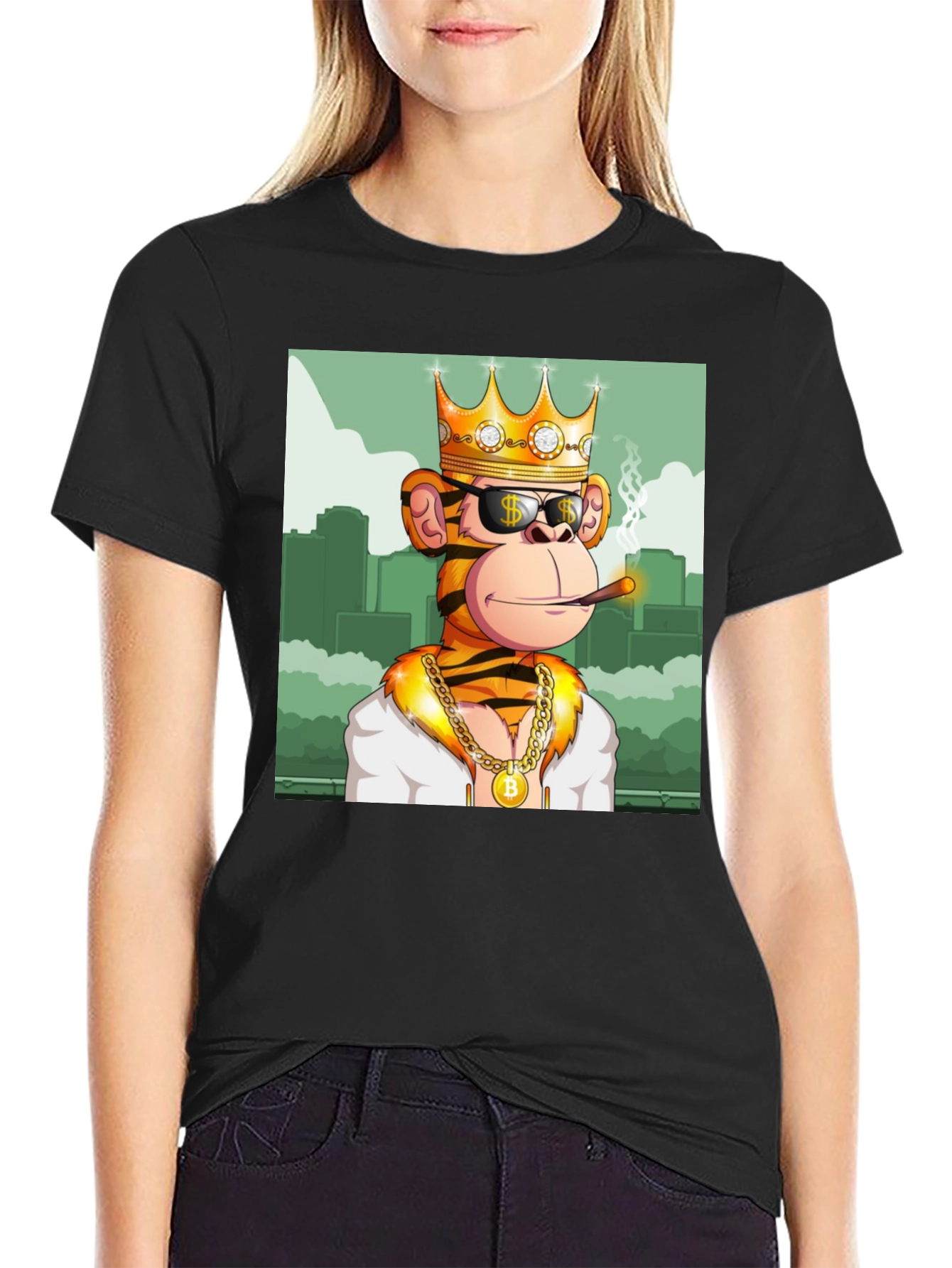 King Monkey Graphic Tee - Black Crewneck