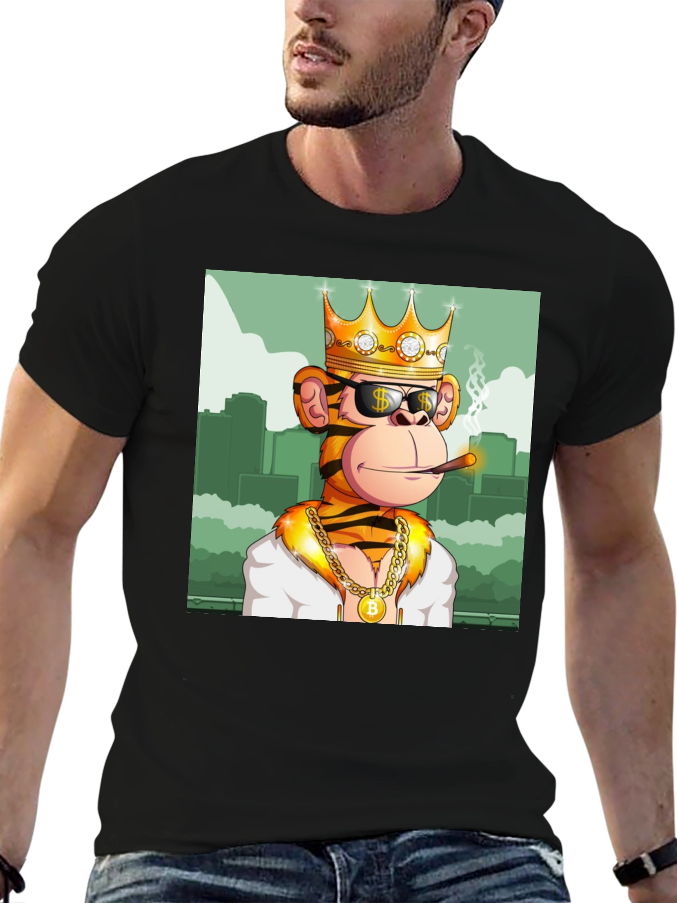 King Monkey Graphic Tee - Black Crewneck