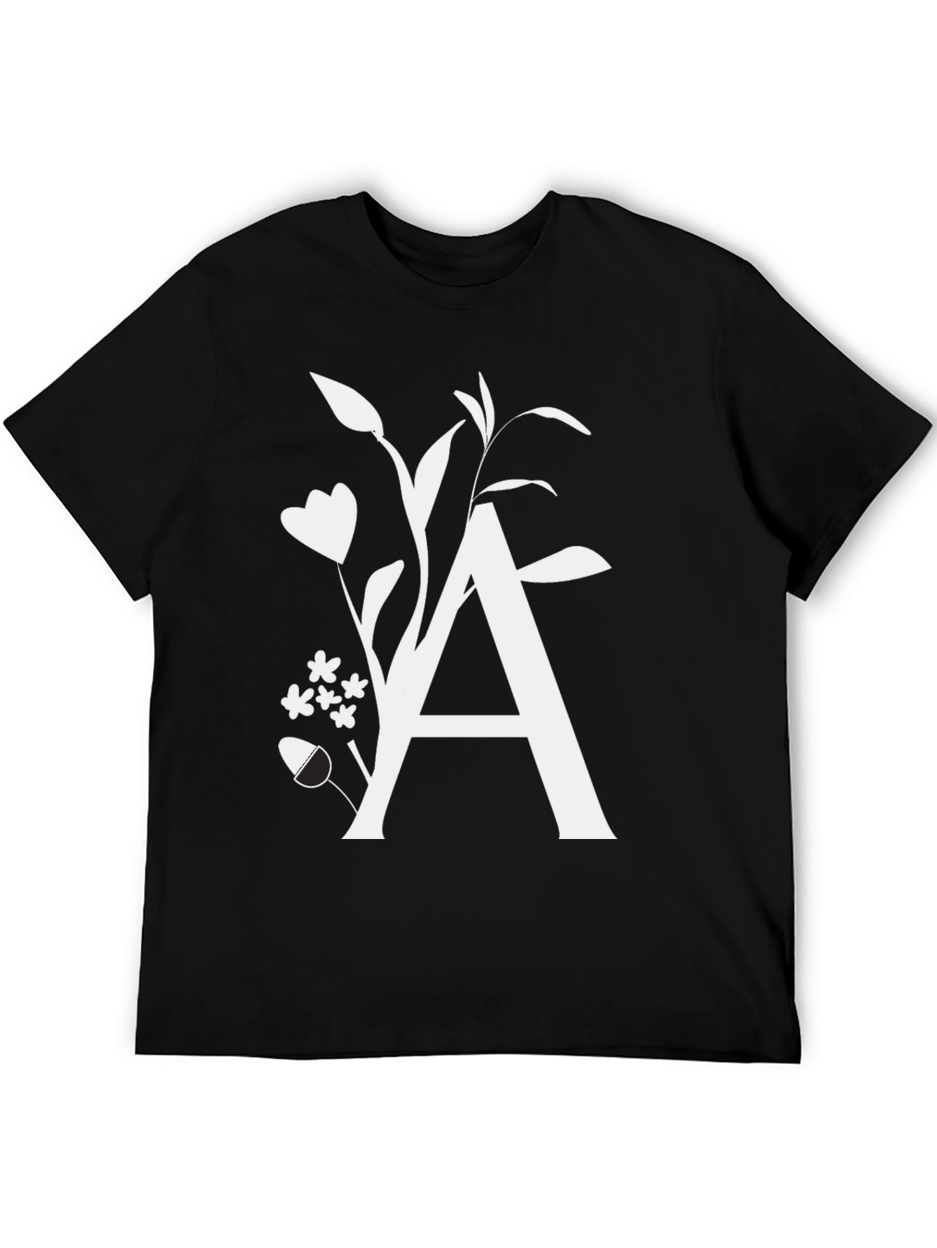 Floral Letter A T-Shirt - Stylish Initial Tee
