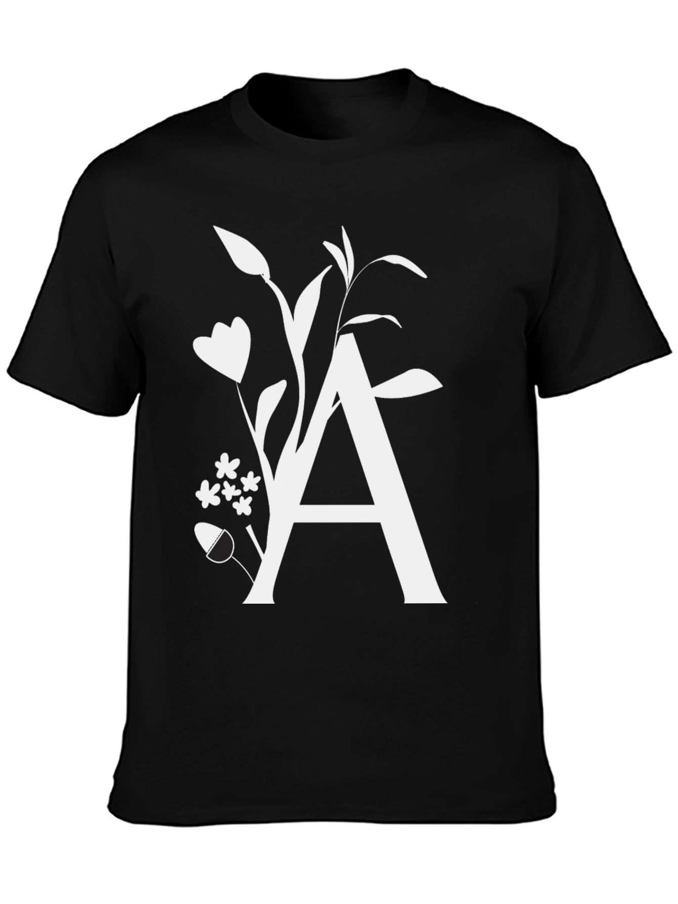 Floral Letter A T-Shirt - Stylish Initial Tee