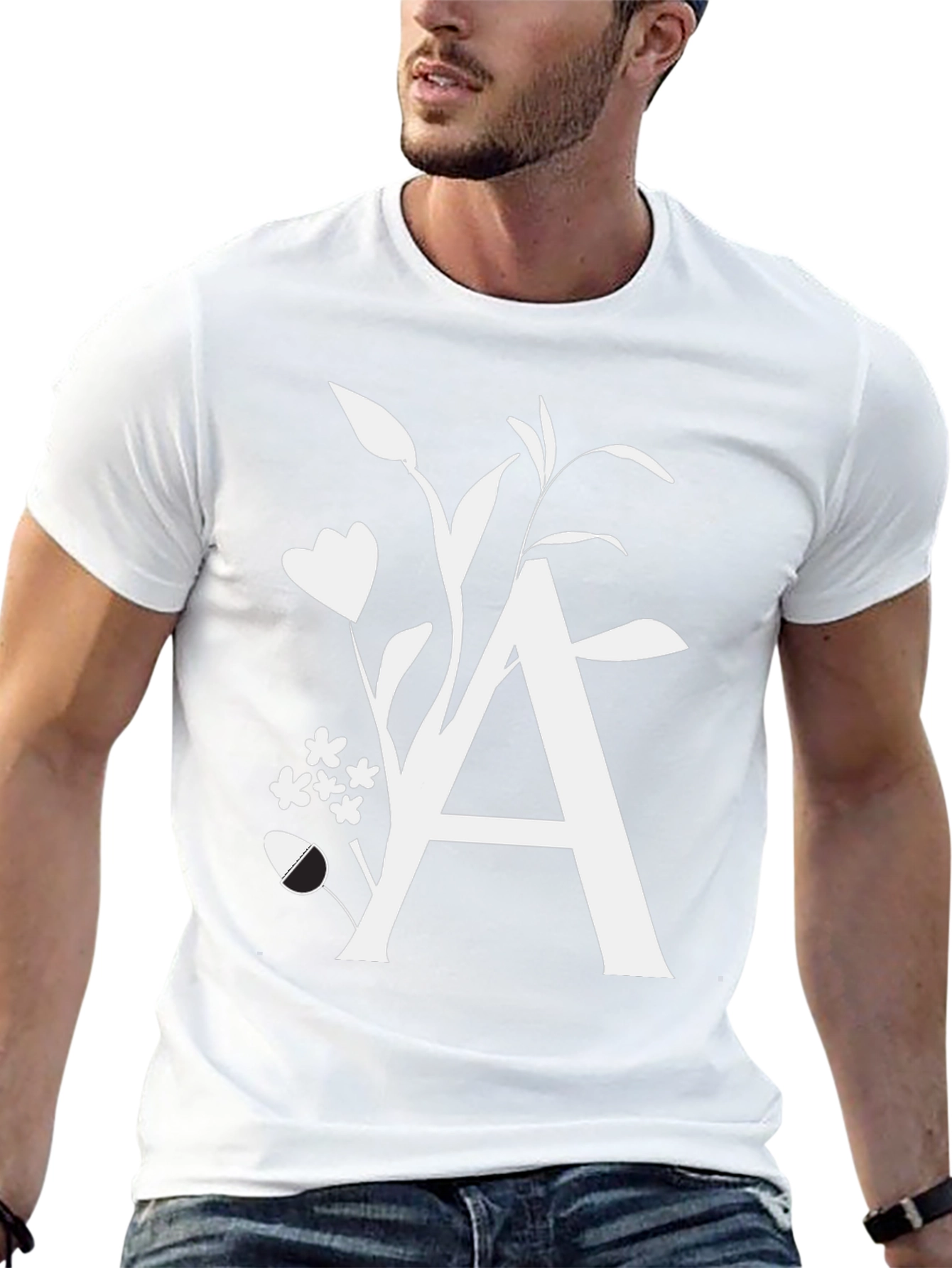 Floral Letter A T-Shirt - Stylish Initial Tee