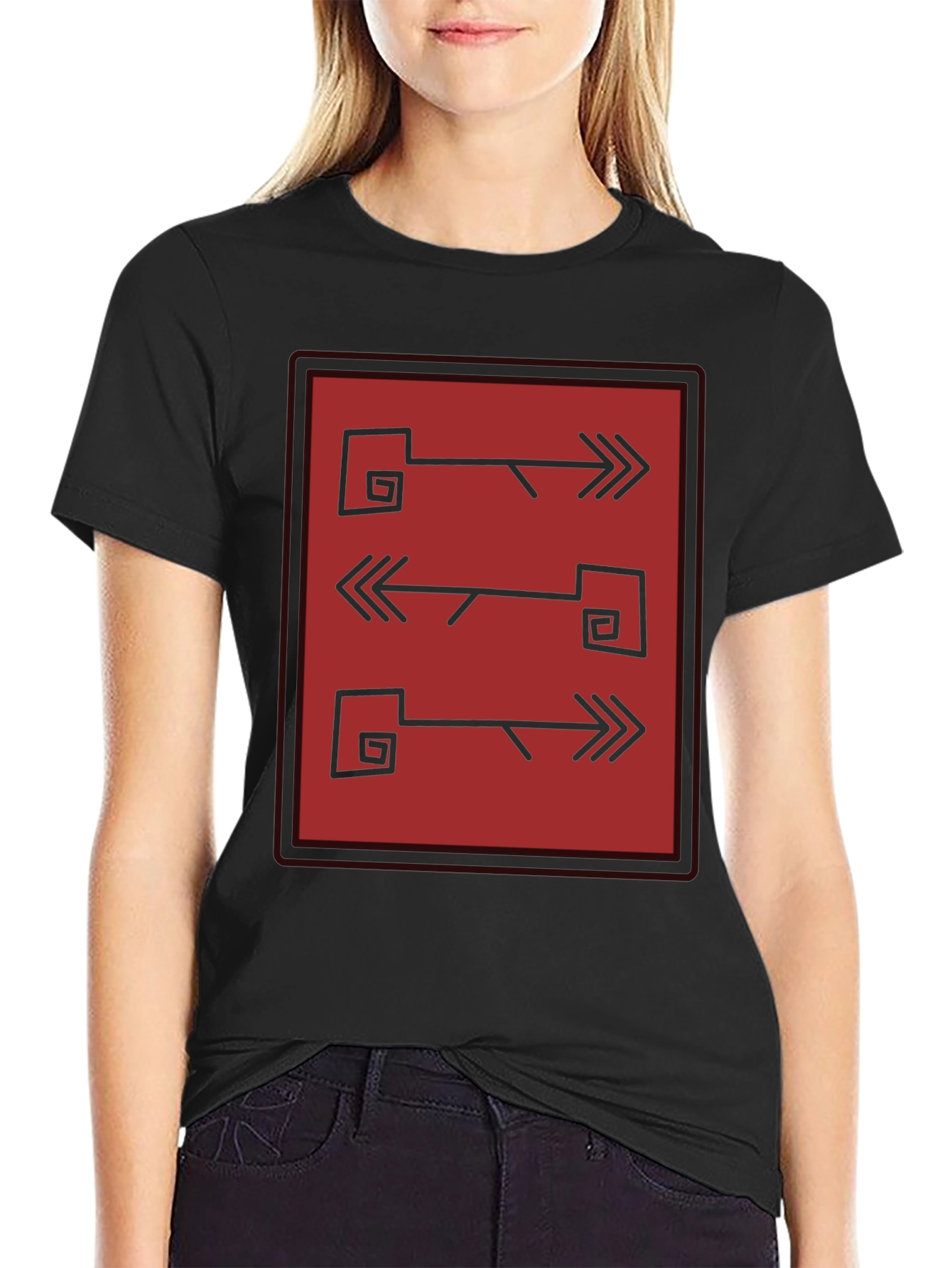 Abstract Arrows Graphic Tee - Mens Black Shirt