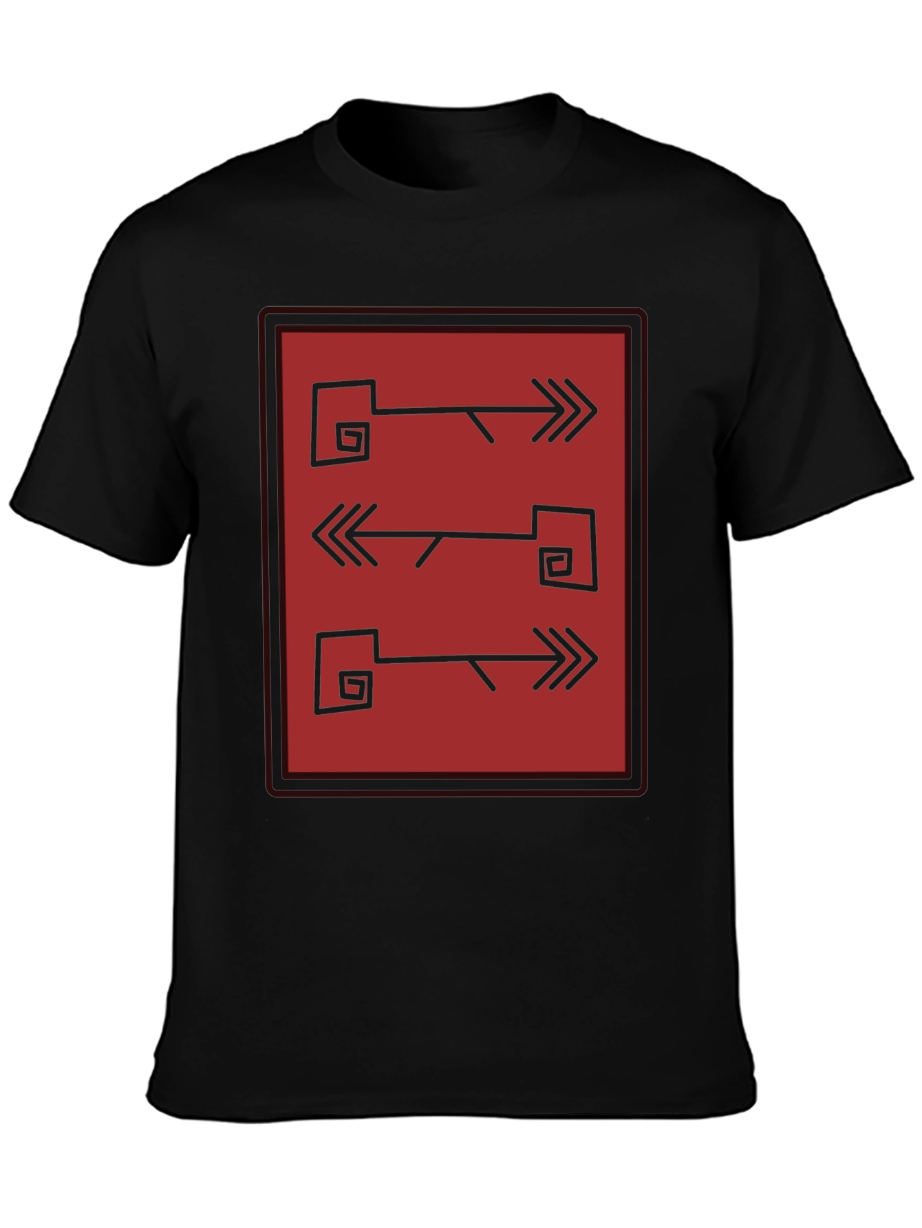 Abstract Arrows Graphic Tee - Mens Black Shirt