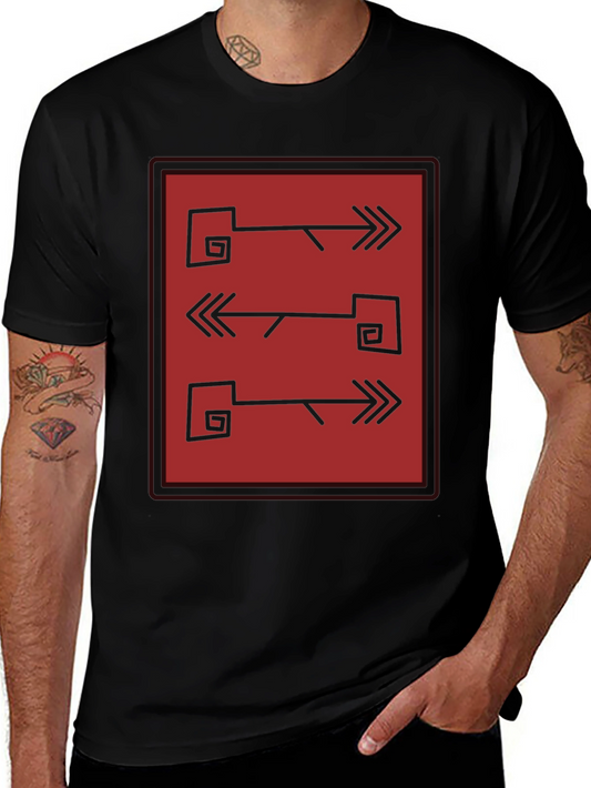 Abstract Arrows Graphic Tee - Mens Black Shirt