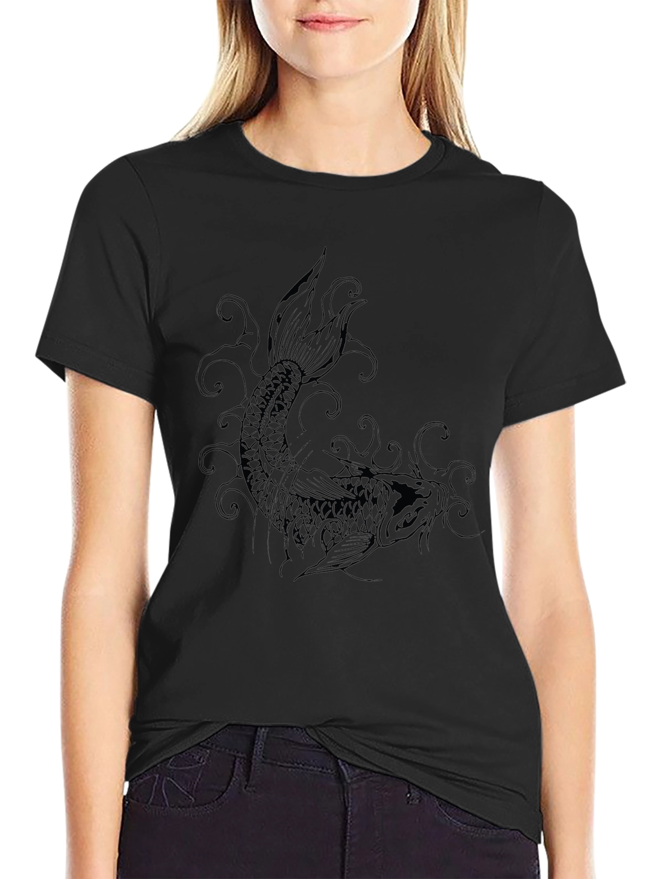 Black Koi Fish Graphic Tee