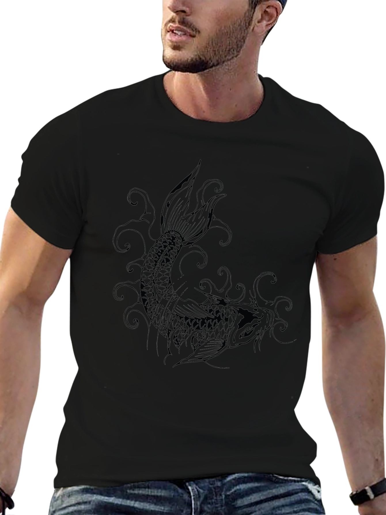 Black Koi Fish Graphic Tee