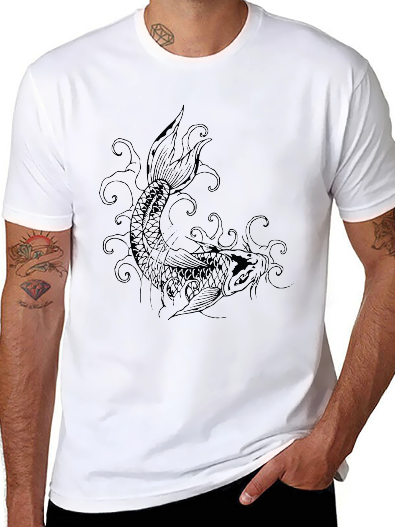 Black Koi Fish Graphic Tee