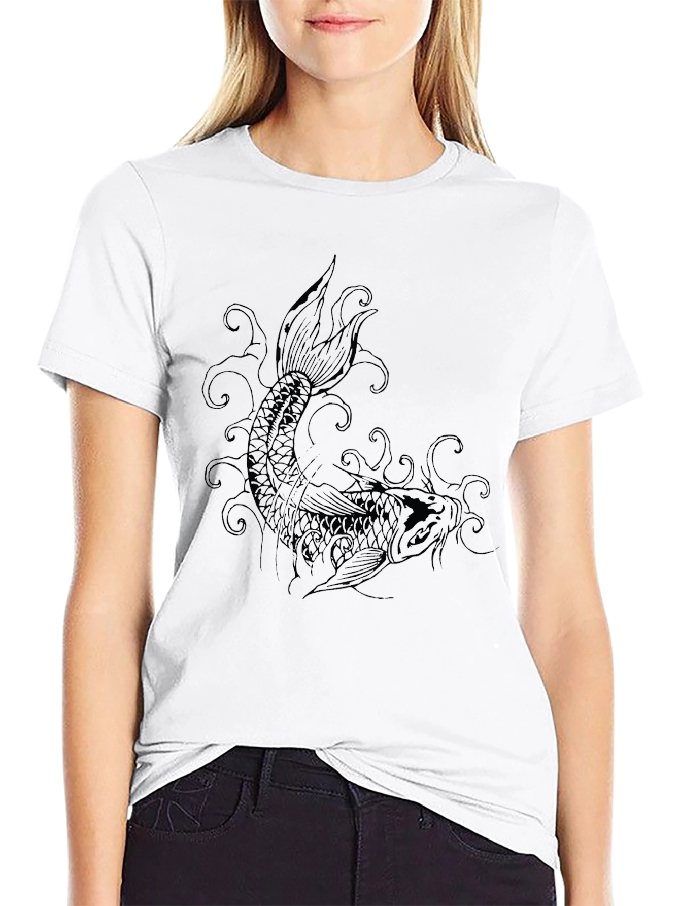 Black Koi Fish Graphic Tee
