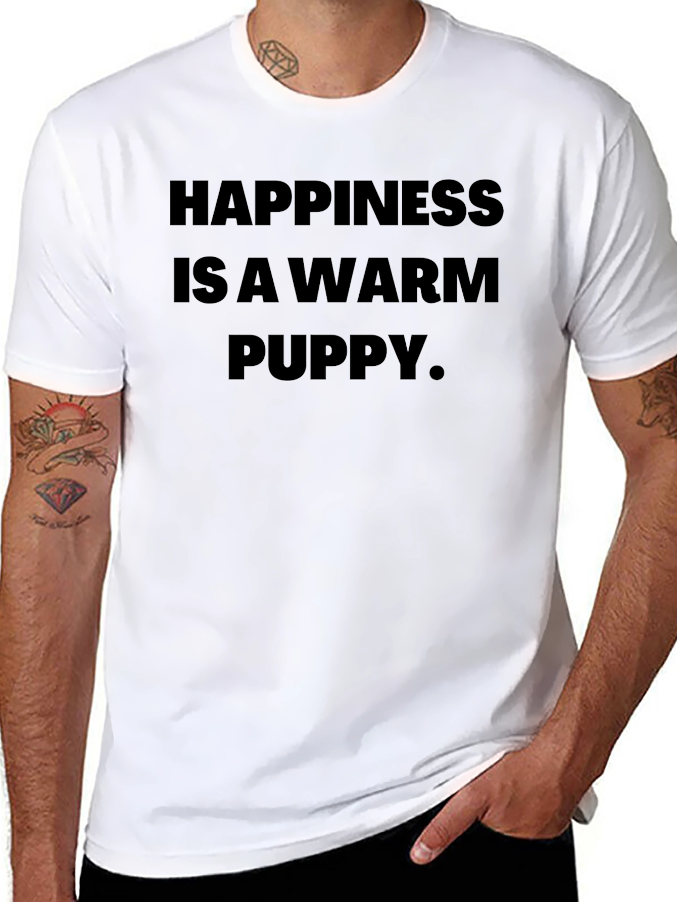Happiness Is A Warm Puppy T-Shirt – Cute Dog Lover Tee
