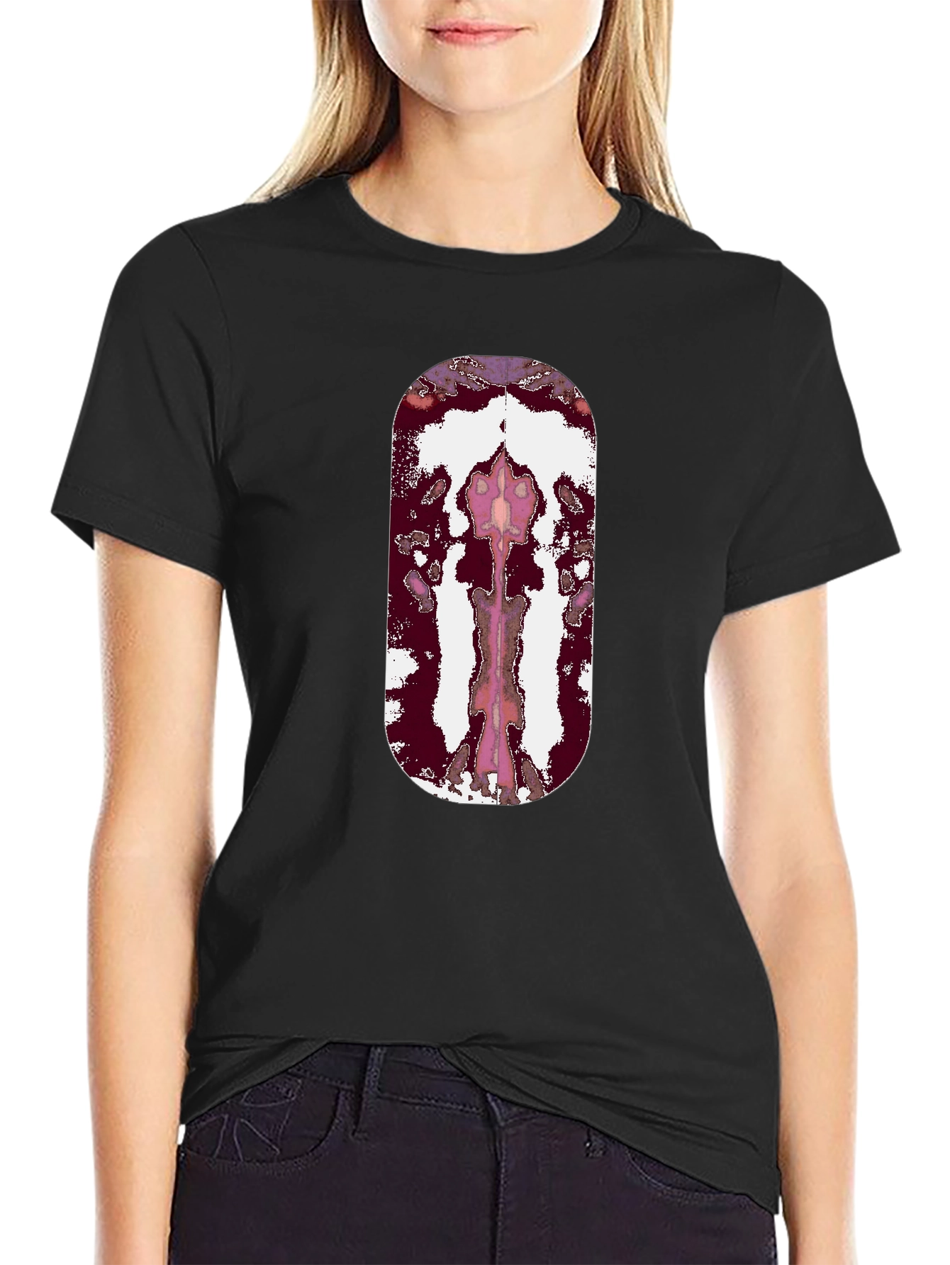 Abstract Rorschach Inspired Graphic Tee - Black