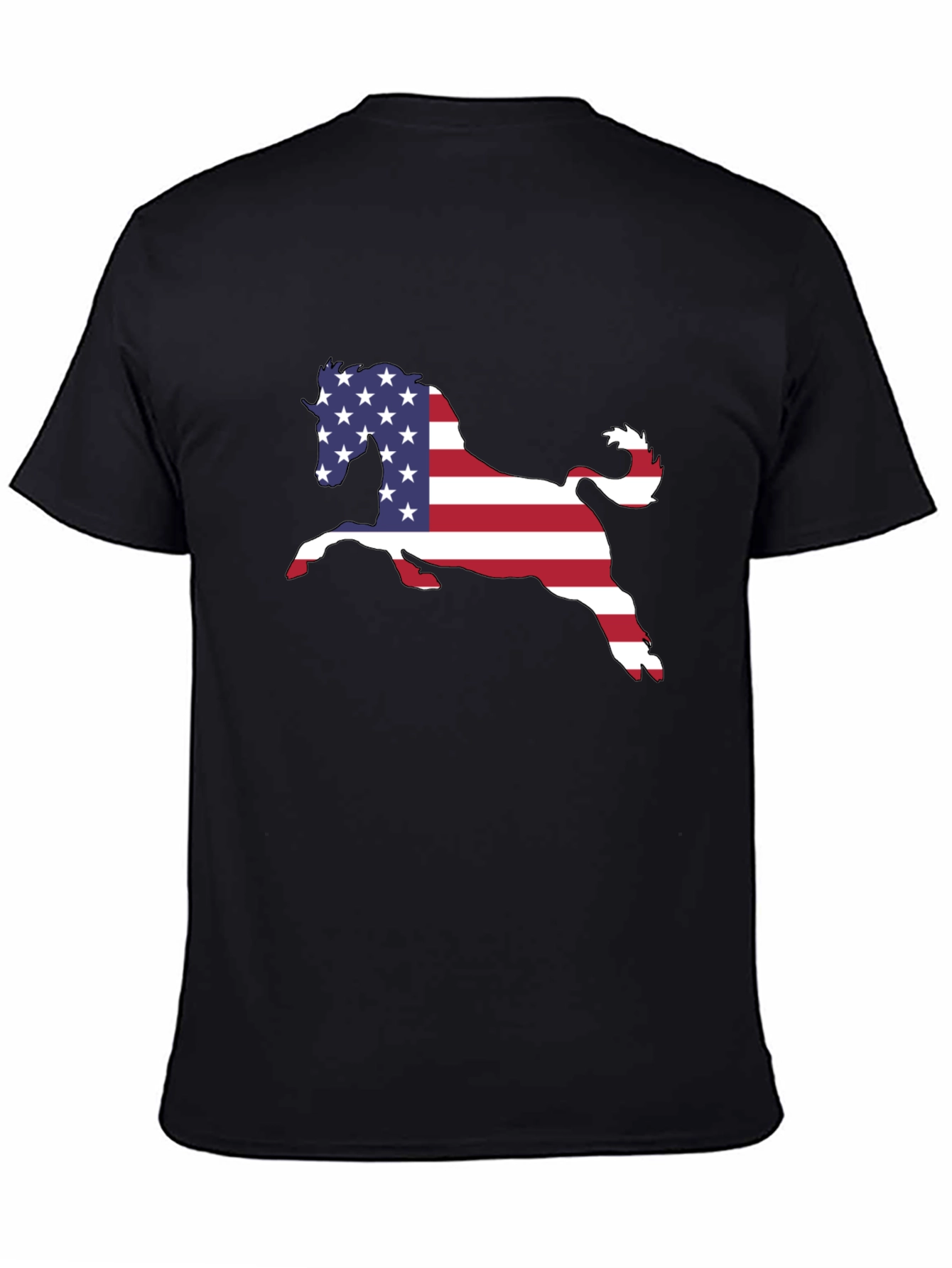 American Flag Horse Black T-Shirt