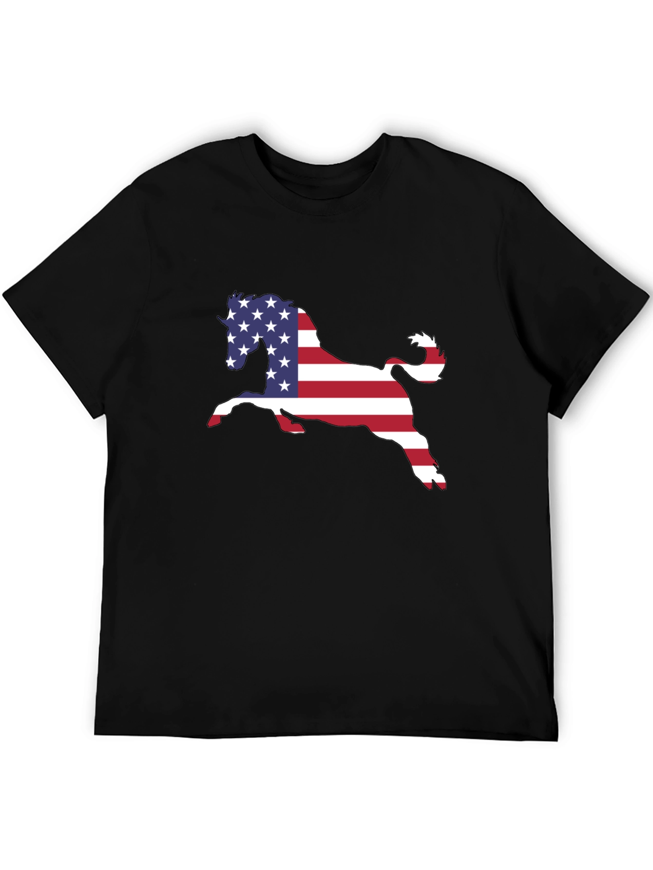 American Flag Horse Black T-Shirt