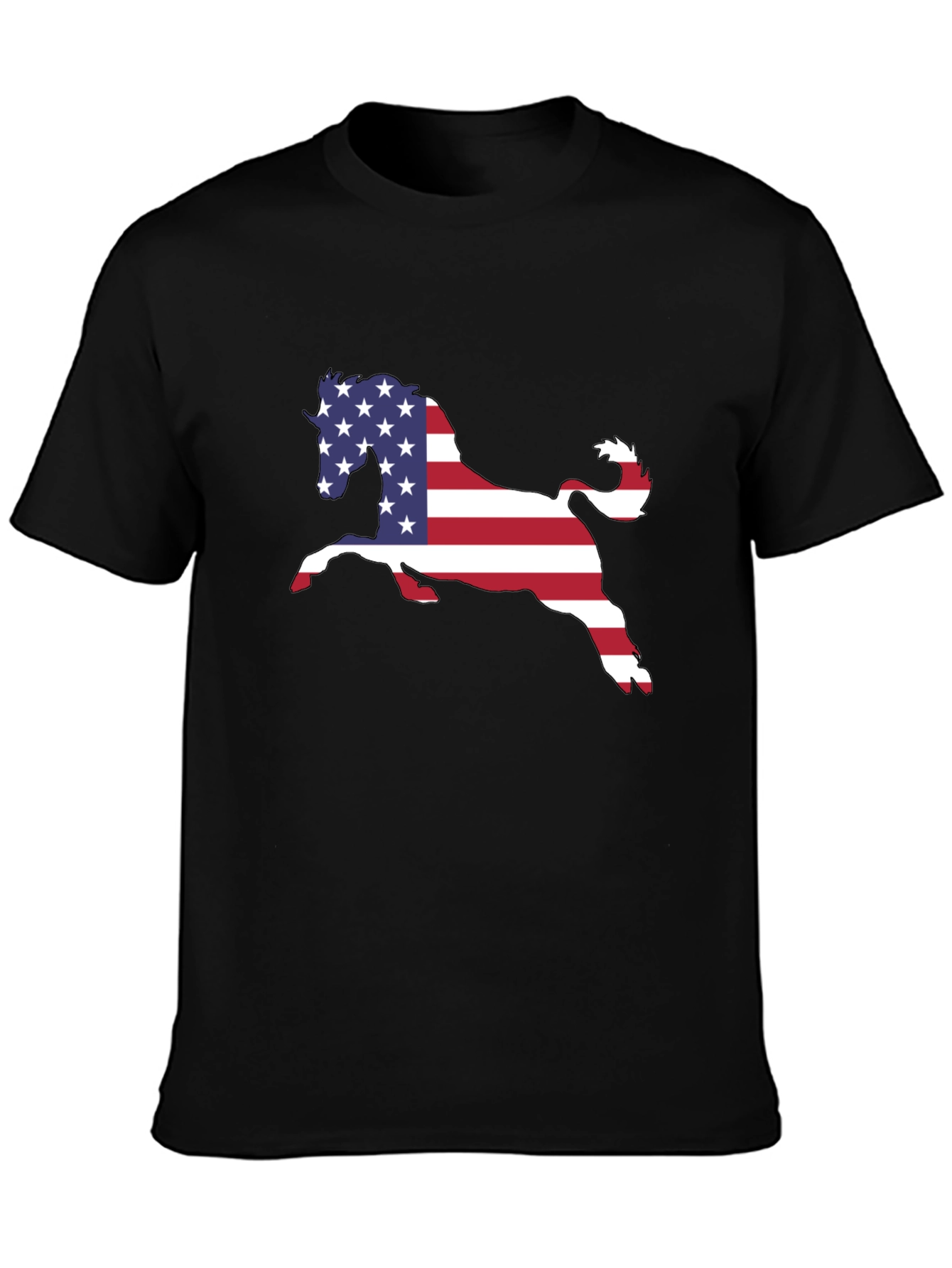 American Flag Horse Black T-Shirt