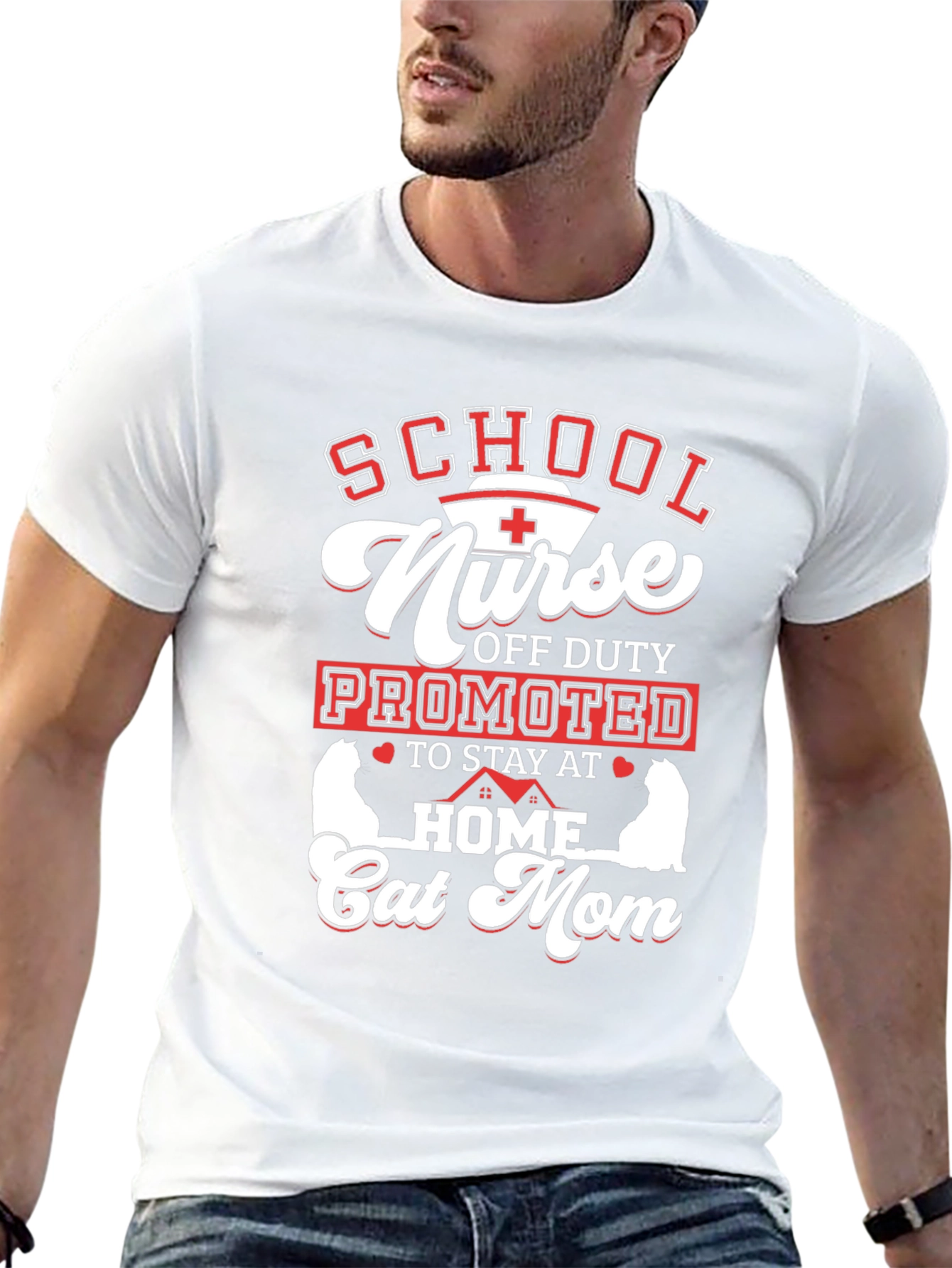 School Nurse Off Duty Cat Mom T-Shirt