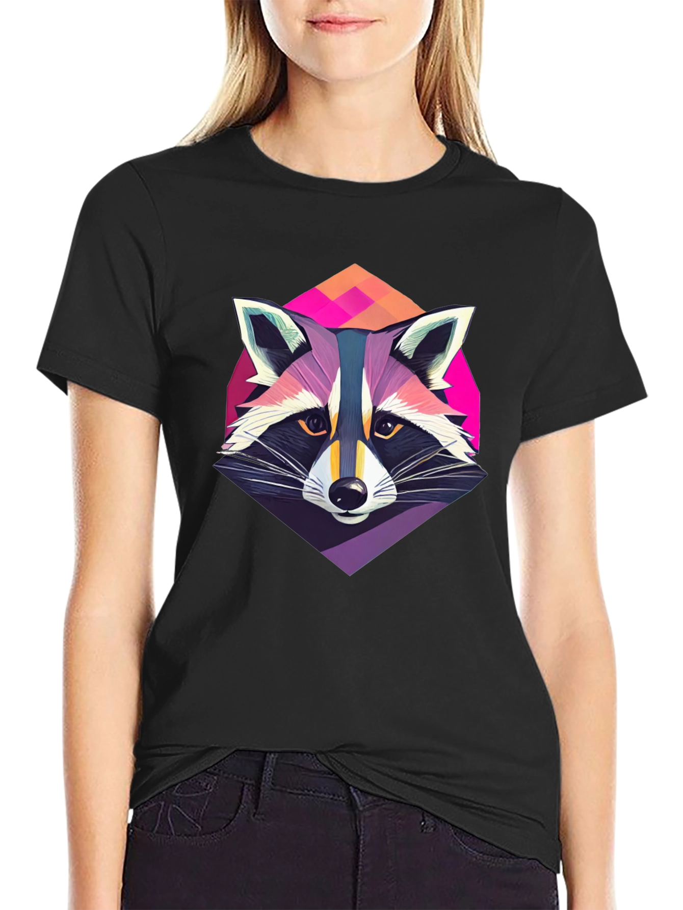 Cool Raccoon Graphic Tee - Mens Black T-Shirt