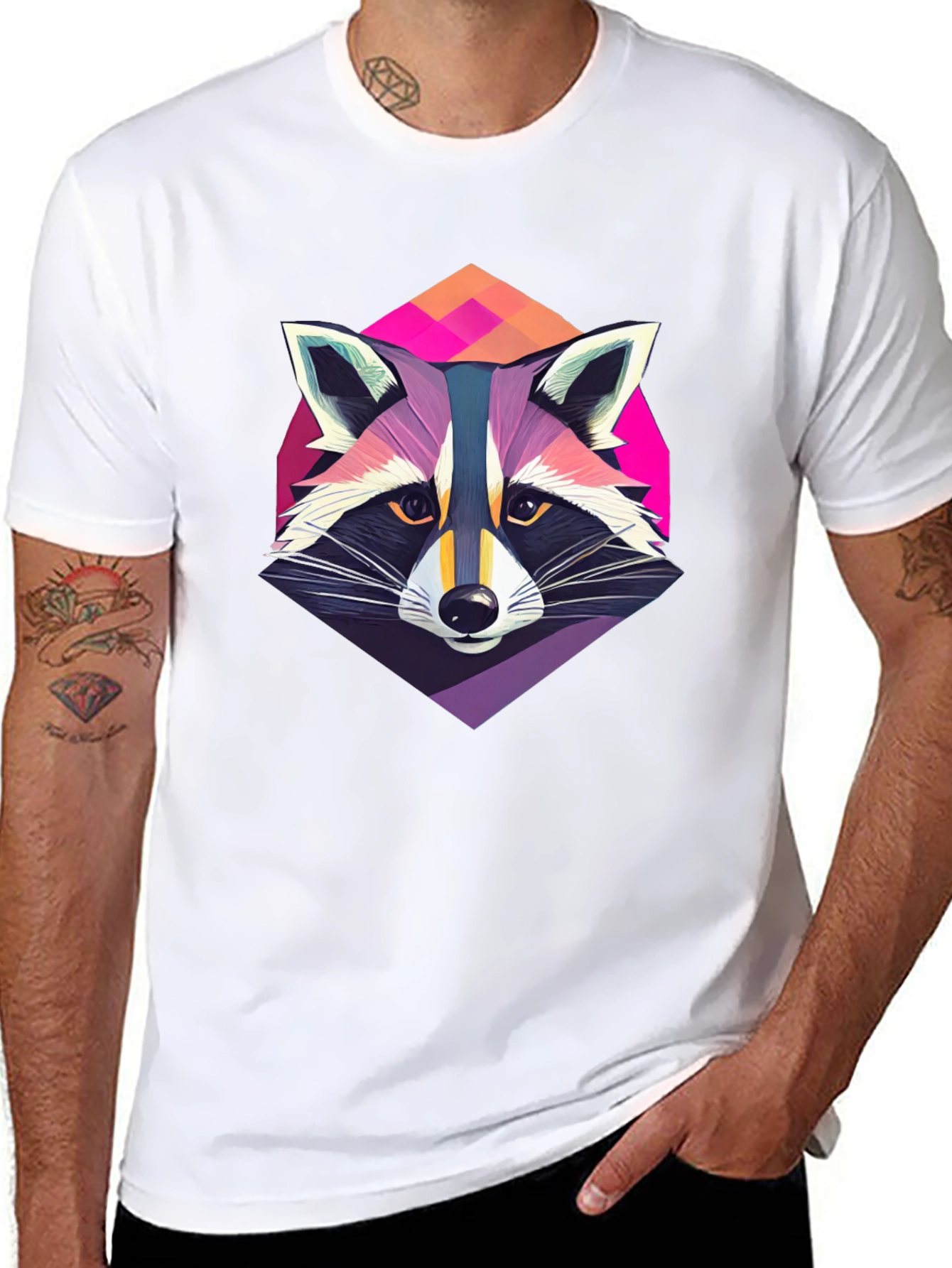Cool Raccoon Graphic Tee - Mens Black T-Shirt