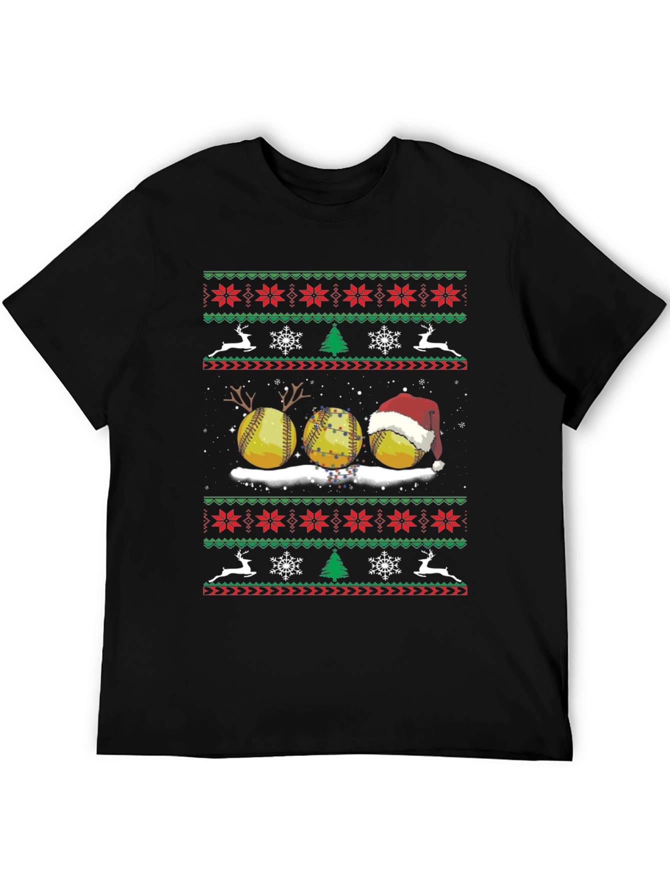 Festive Softball Christmas Sweater T-Shirt