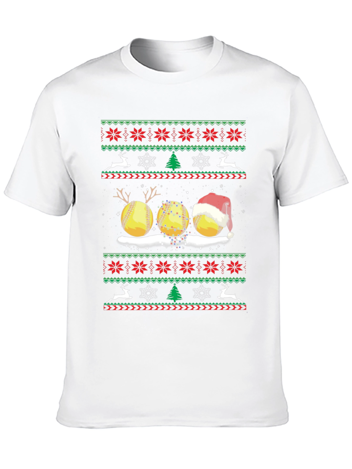 Festive Softball Christmas Sweater T-Shirt