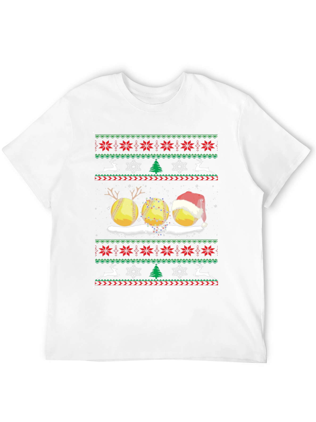 Festive Softball Christmas Sweater T-Shirt
