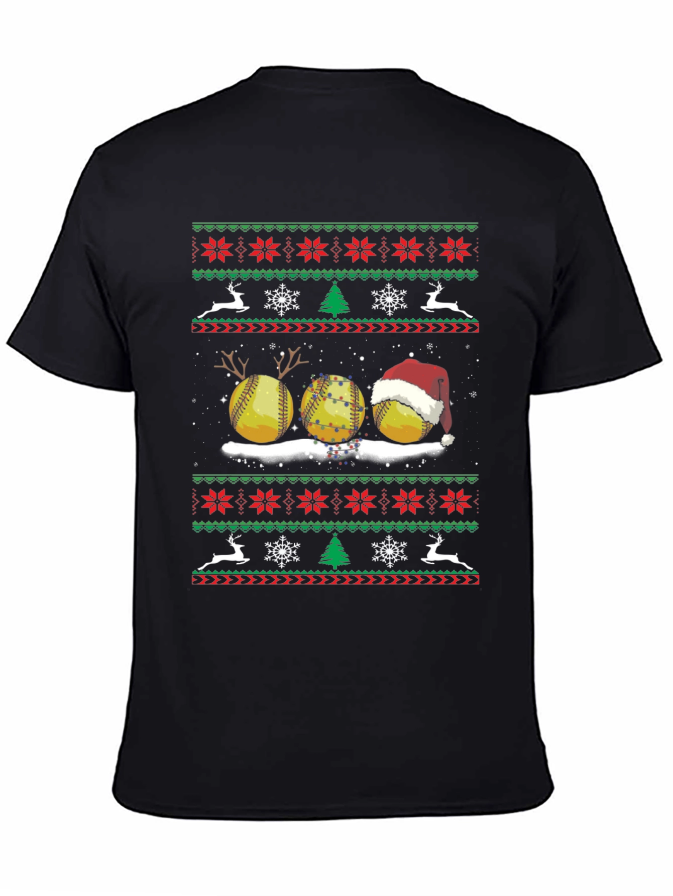 Festive Softball Christmas Sweater T-Shirt