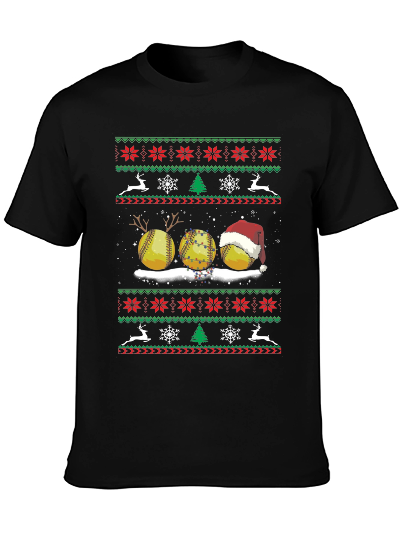 Festive Softball Christmas Sweater T-Shirt