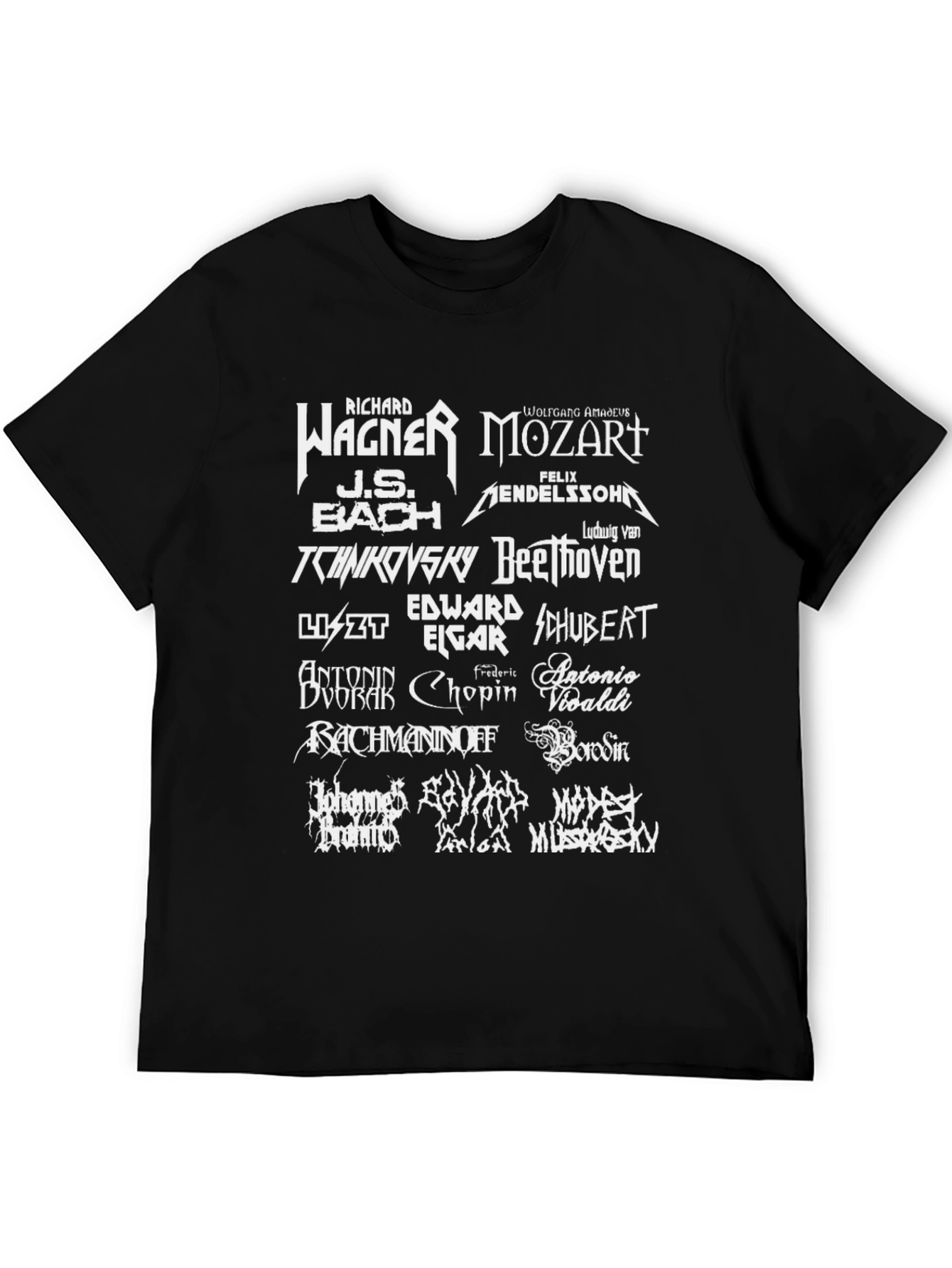 Composer Names T-Shirt Black Music Fan Tee