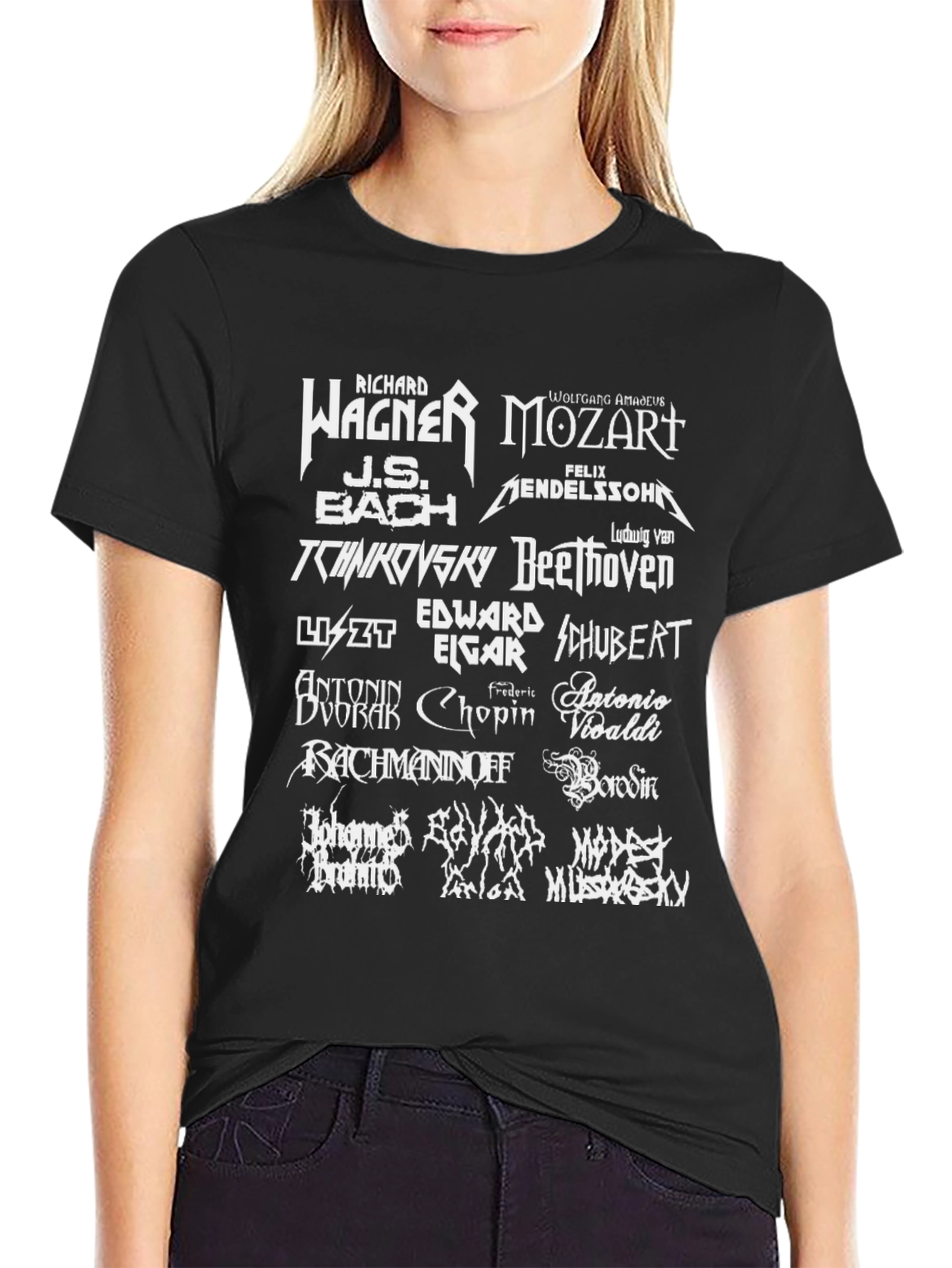 Composer Names T-Shirt Black Music Fan Tee
