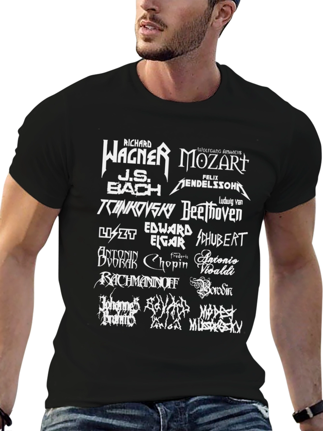 Composer Names T-Shirt Black Music Fan Tee