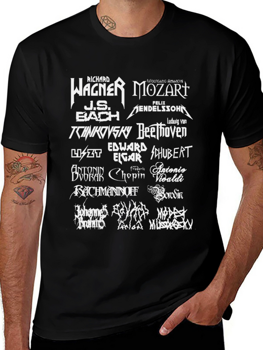 Composer Names T-Shirt Black Music Fan Tee