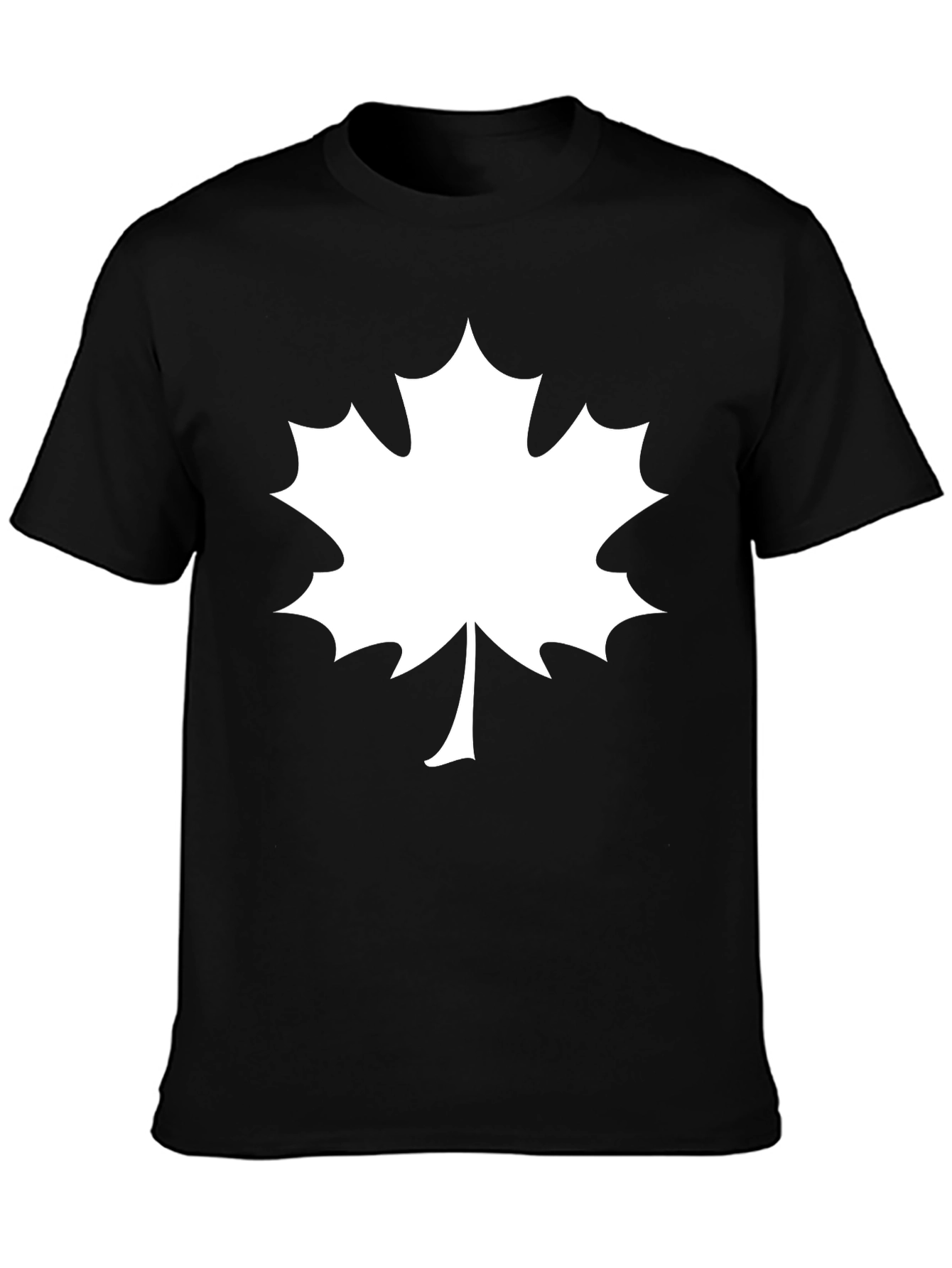 Maple Leaf Graphic Tee - Black Cotton T-Shirt