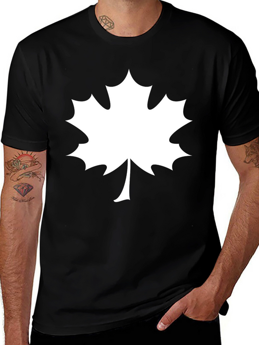 Maple Leaf Graphic Tee - Black Cotton T-Shirt