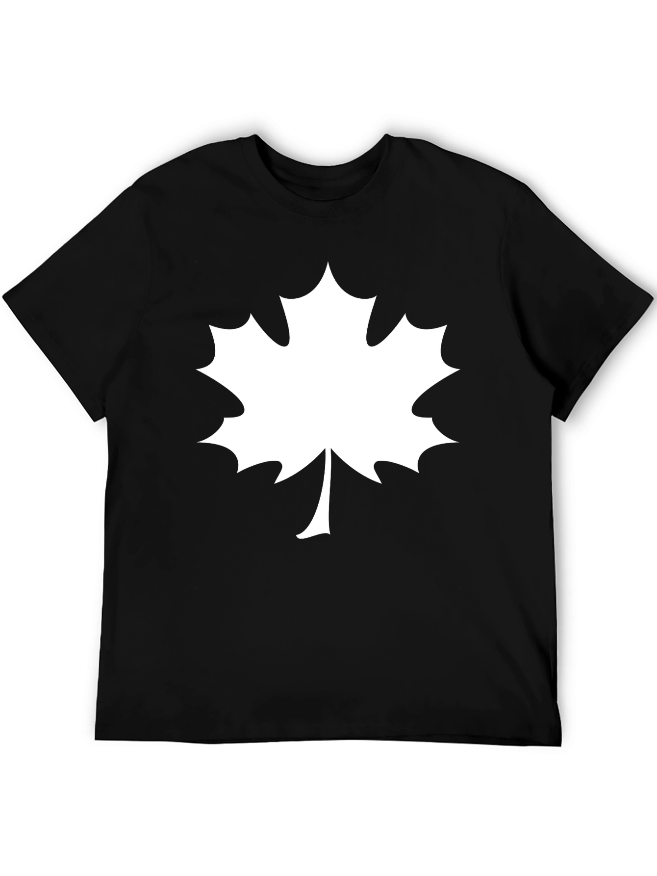 Maple Leaf Graphic Tee - Black Cotton T-Shirt