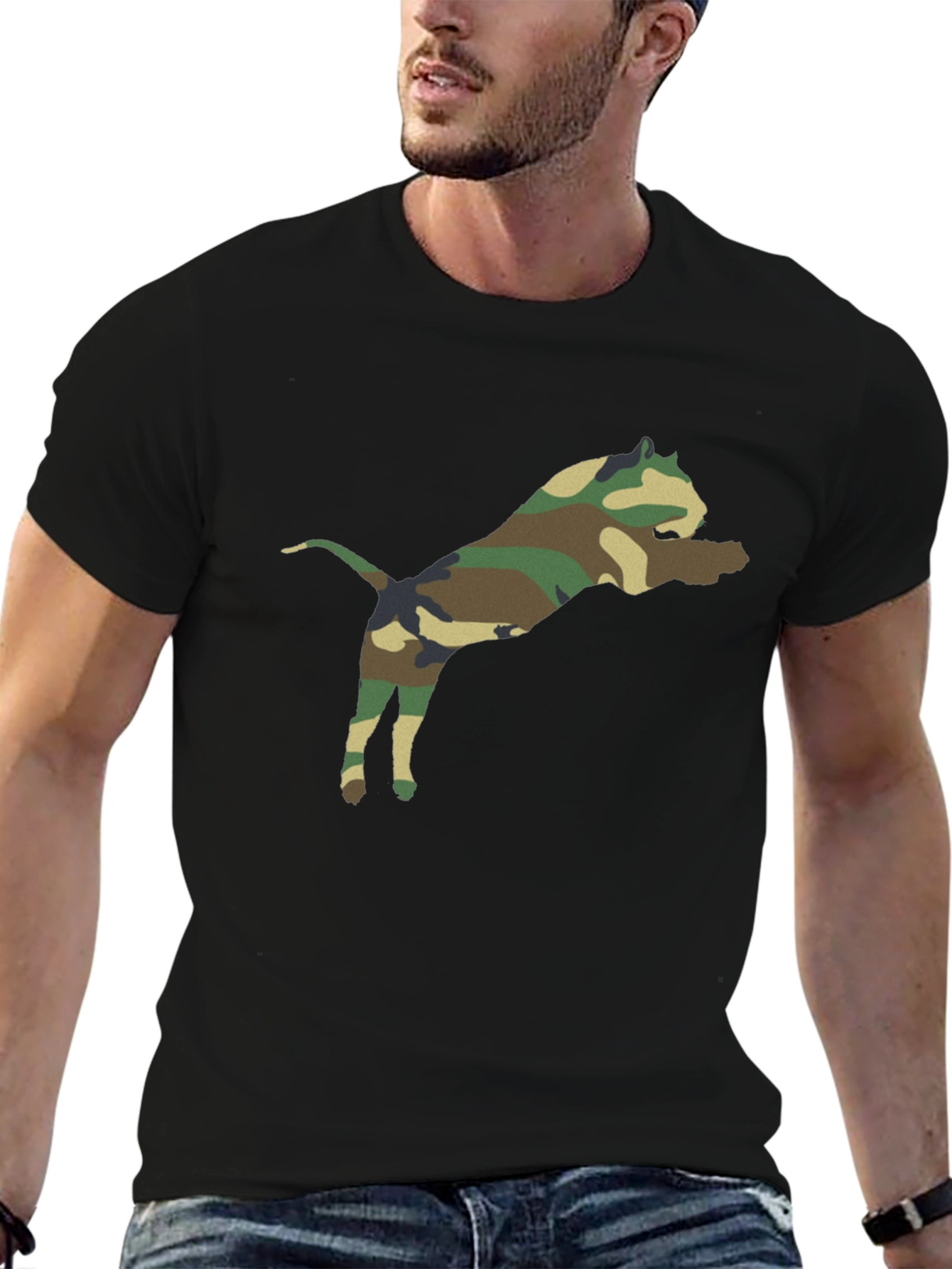 Camo Pitbull T-Shirt – Bold Dog Lover Graphic Tee