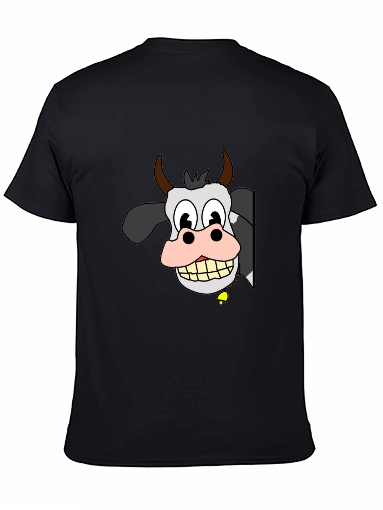 Funny Cow Cartoon Black T-Shirt